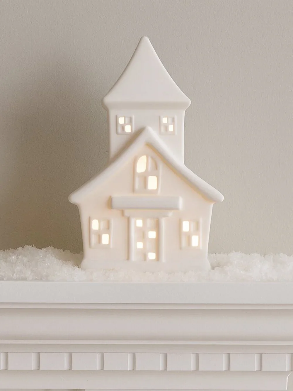Love & Light White Minimalist Ceramic Church LED 7 in